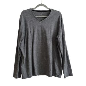 🍁 Rough Dress XL Gray Long Sleeve Casual V-Neck Shirt